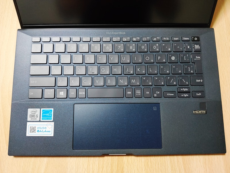 Asus ExpertBook B9 B9450FA　キーボード拡大