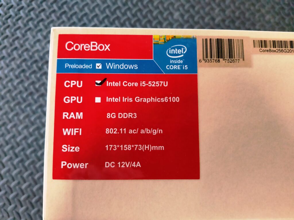 CHUWI CoreBox ミニPC Core i5-5257U　スペック
