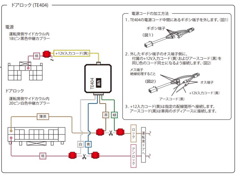 カーメイト　TE-W80PSB　配線