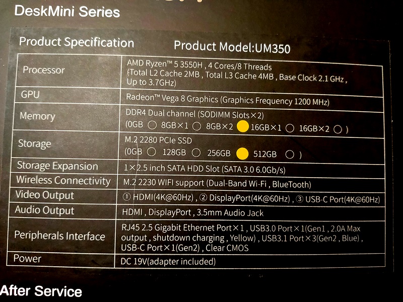 MINISFORUM DeskMini UM350 ミニPC