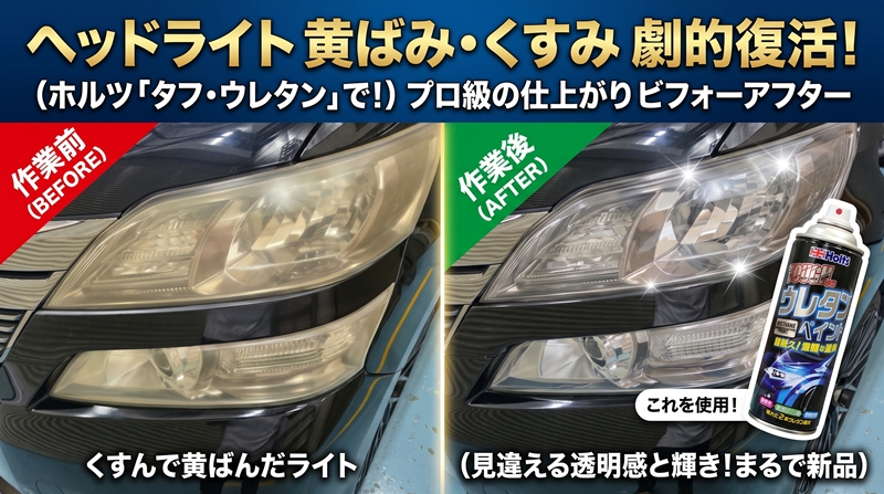 20系ヴェルファイア　ウレタンクリアで塗装してクリアになったビフォーアフター