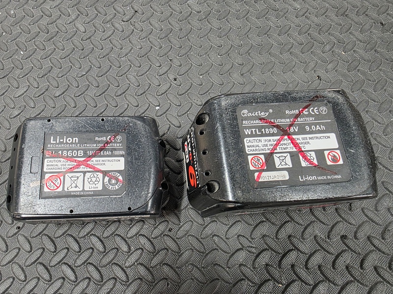 使えなくなったマキタ互換バッテリー BL1860BとWaitley WTL1890